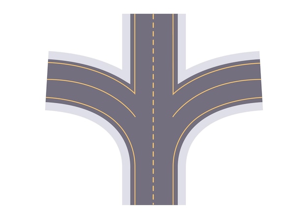 road street top view highway crossroad isolated concept flat graphic design illustration