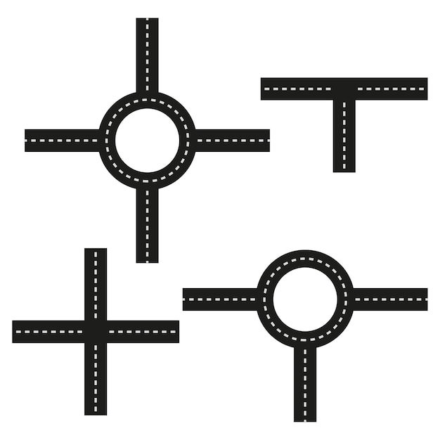 Road trip. Flat road elements. Empty highway. Vector illustration. stock image. EPS 10.