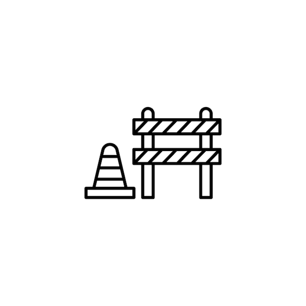 Roadblock Icon Set Barrier and Traffic Obstacle Vector symbol in a black filled and outlined style Pathway Control Sign