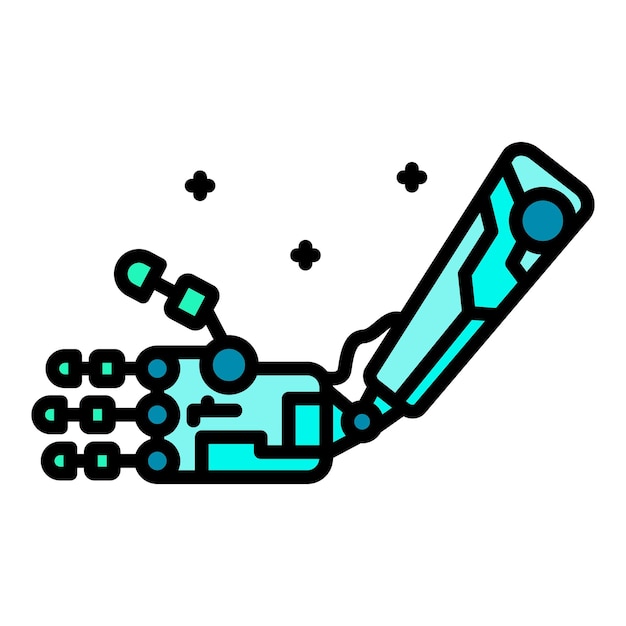 robot arm icon outline robot arm vector icon color flat isolated