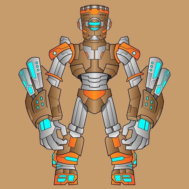 Robot characters for kids Robotic character with happy modern technology post and gestures