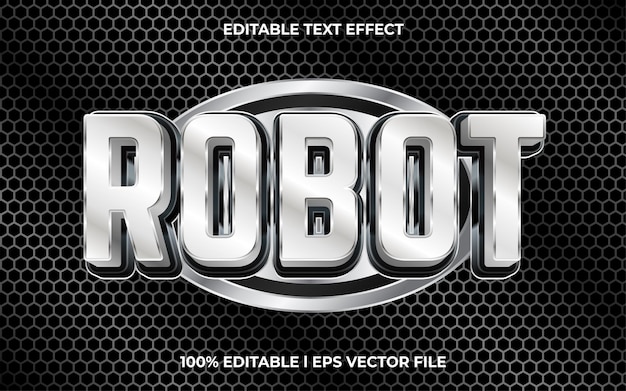 Robot editable text effect, lettering typography font style, silver 3d text for tittle