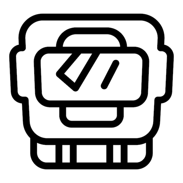 Robot head is displaying information on its screen