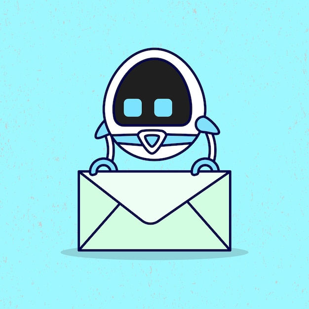 robot holding envelope cartoon vector illustration