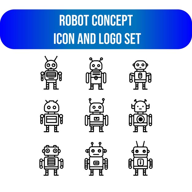Robot icons editable bundle robot icons