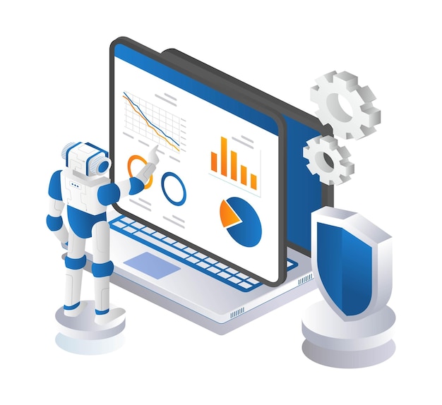 Robot is analyzing data security