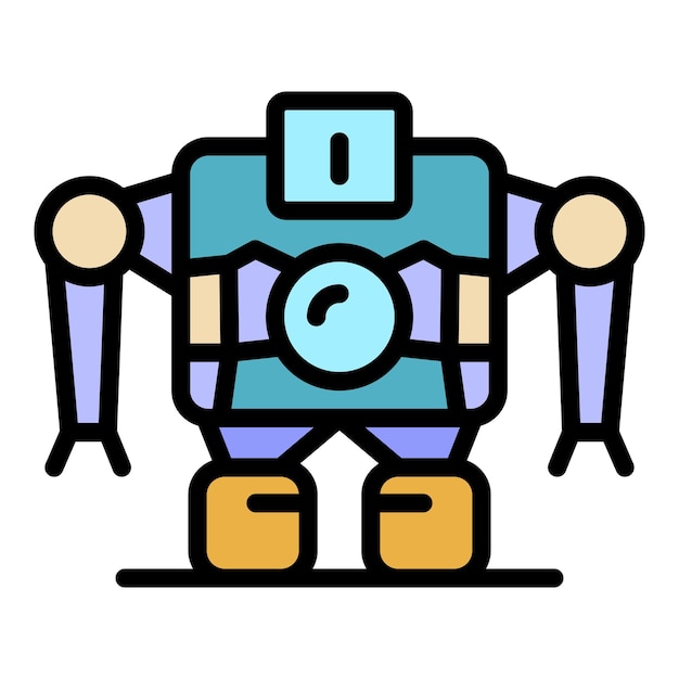 Robot machine icon Outline robot machine vector icon color flat isolated