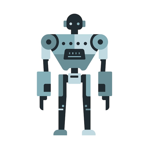 Robot machine technology metal cyborg in flat Futuristic humanoid mascot character Science robotic