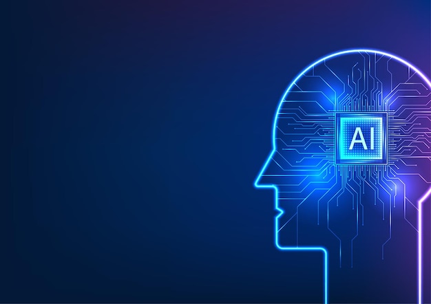Robot synergy of AI technology Inside an artificial intelligence microchip is intricately connected