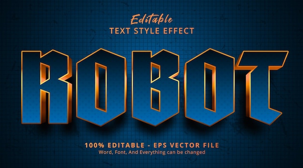 robot text on blue and gold color gradient style, editable text effect