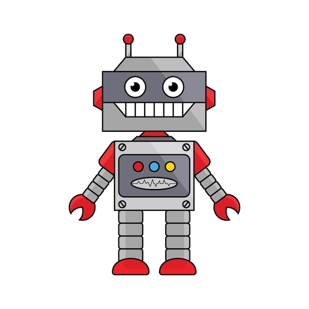 Robot Toy Cartoon Vector Illustration Cute Robot Toy Cartoon Drawing Playful Mechanical Friend