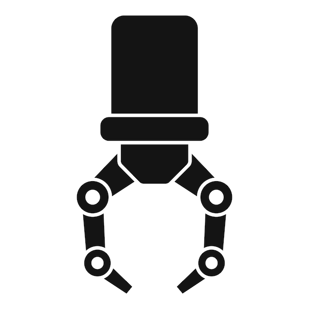 Robotic arm gripper holding object icon simple style