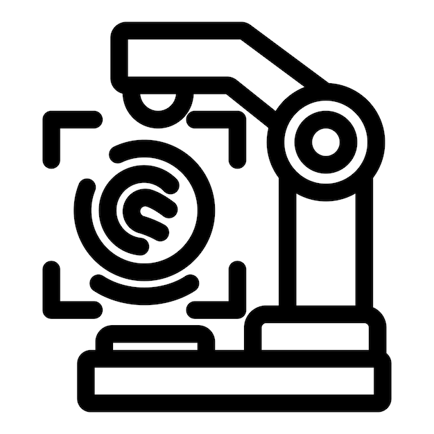 Robotic arm scanning fingerprint for identification icon