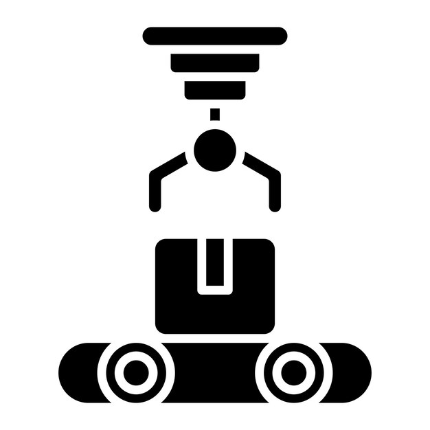 Robotic Produce Sorting Glyph Solid Black Illustration