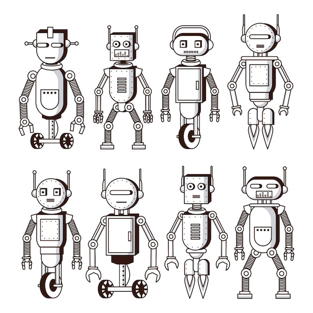 Robots in black and white