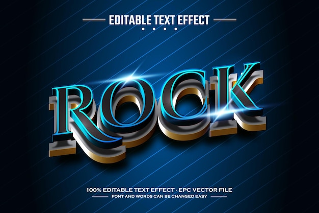 rock 3d editable text effect template