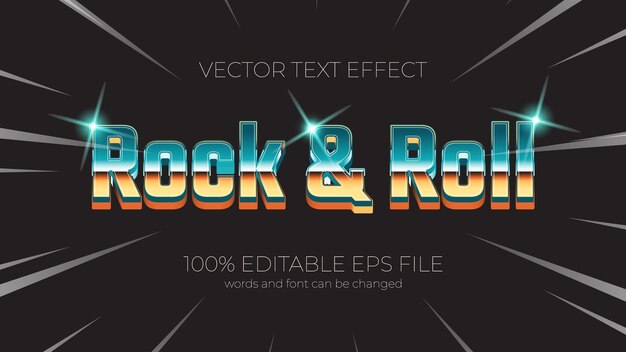 rock and roll editable text effect style eps editable text effect