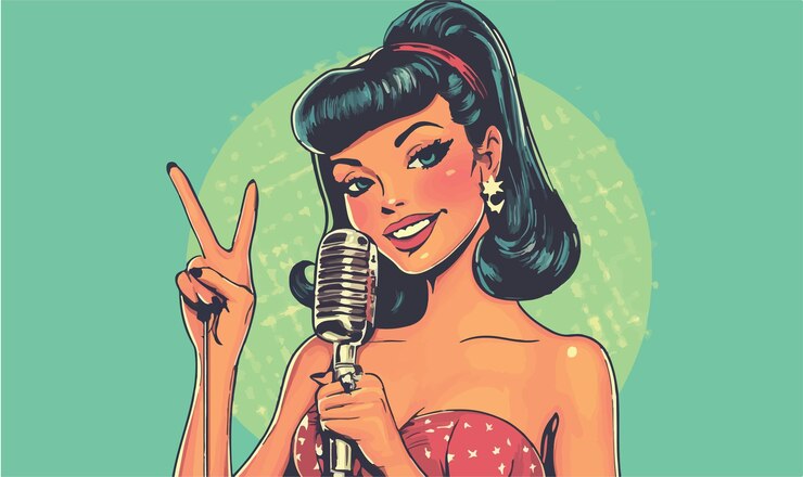 Vektör rockabilly pinup girl illustration