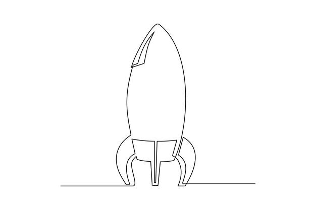rocket continuous line art drawing