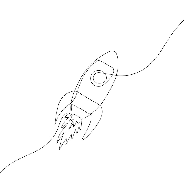 Rocket Handdrawn illustration Line art