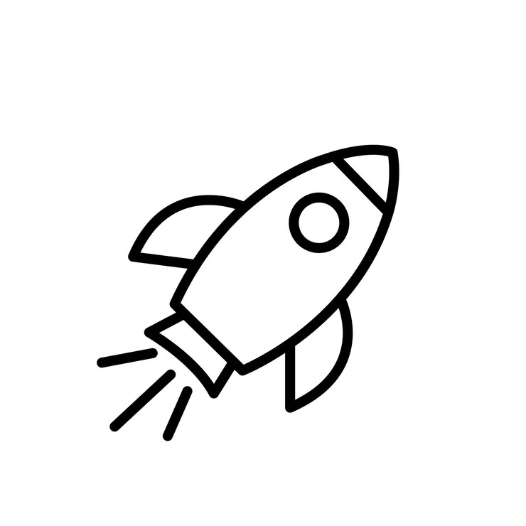Vektör rocket icon simple outline rocket signs set rocket launched icon