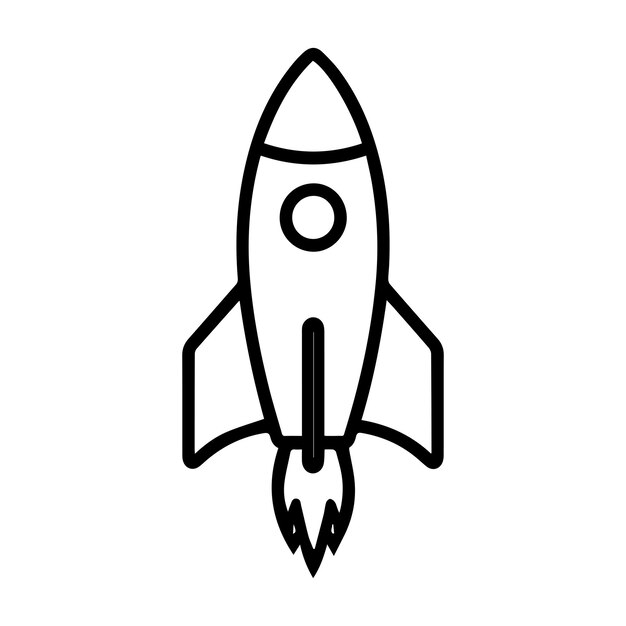 Rocket Icon vector Outline stroke illustration Silhouette Rocket Icon