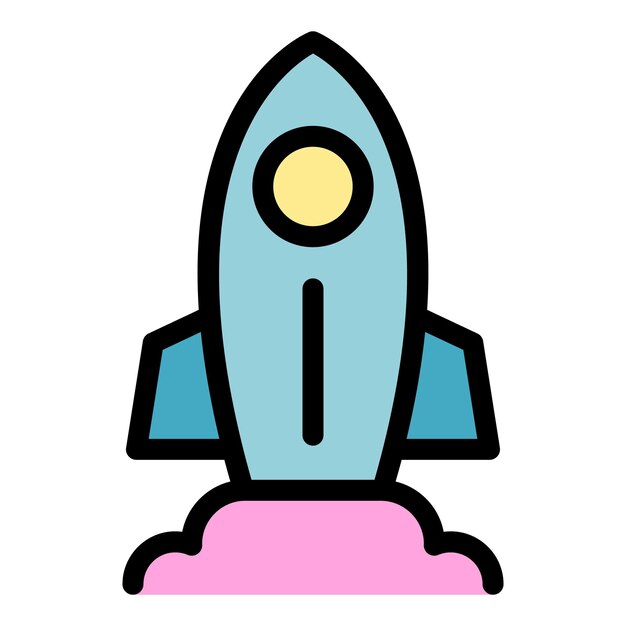 Rocket idea icon Outline rocket idea vector icon color flat isolated