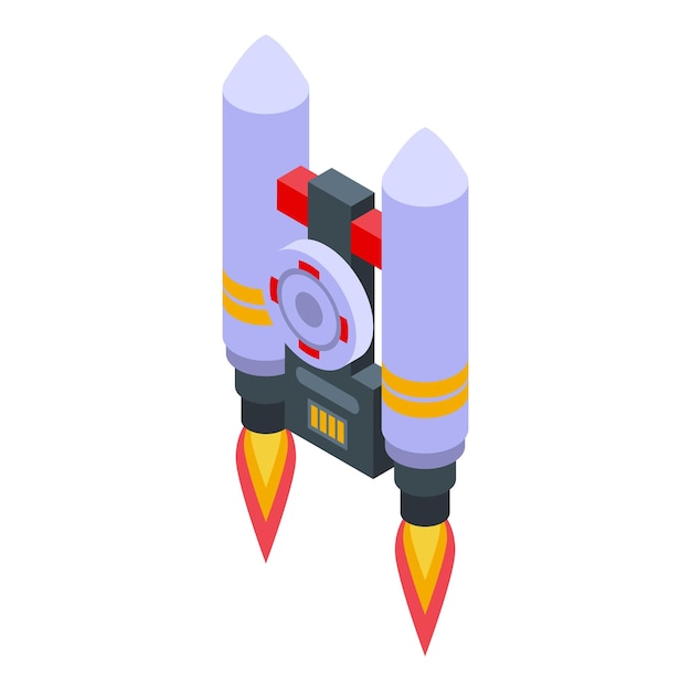 Rocket jet icon isometric vector Fire jetpack Future pack