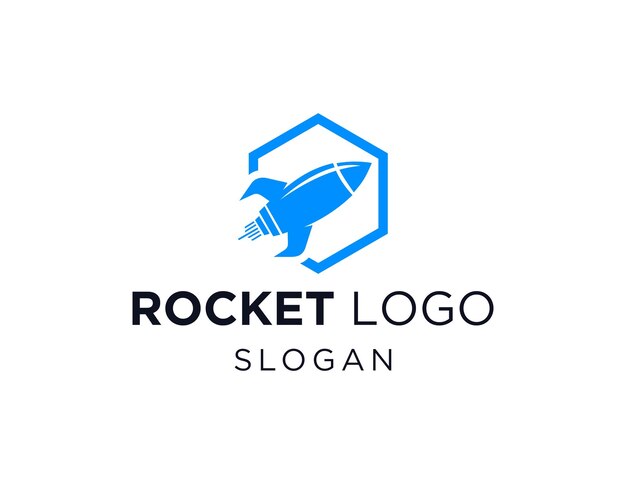 rocket logo design created using the corel draw 2018 application with a white background