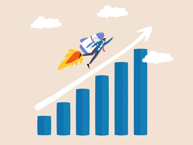 rocket ride as the graph risesrapid progress leading to the pinnacle of business success