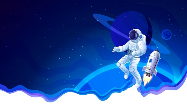 Rocket space startup creative idea cover landing page web site vector illustration