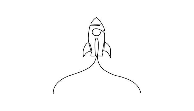 rocket spaceship continuous one line drawing