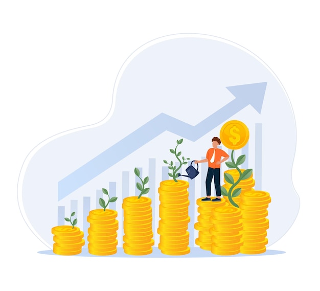 ROI return on investment performance measure from cost invested and profit efficiency Business