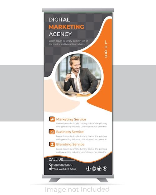 Roll up banner design template vertical abstract background pull up design modern banner
