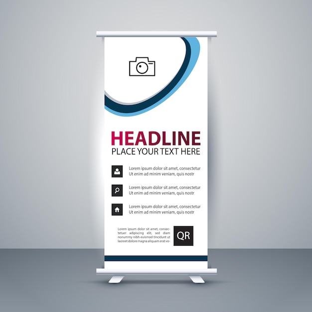 Roll Up Banner Display Design with Headline and Place for Your Text