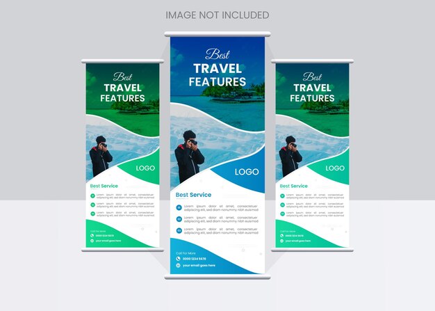 Roll up banner stand template design Travel roll up design