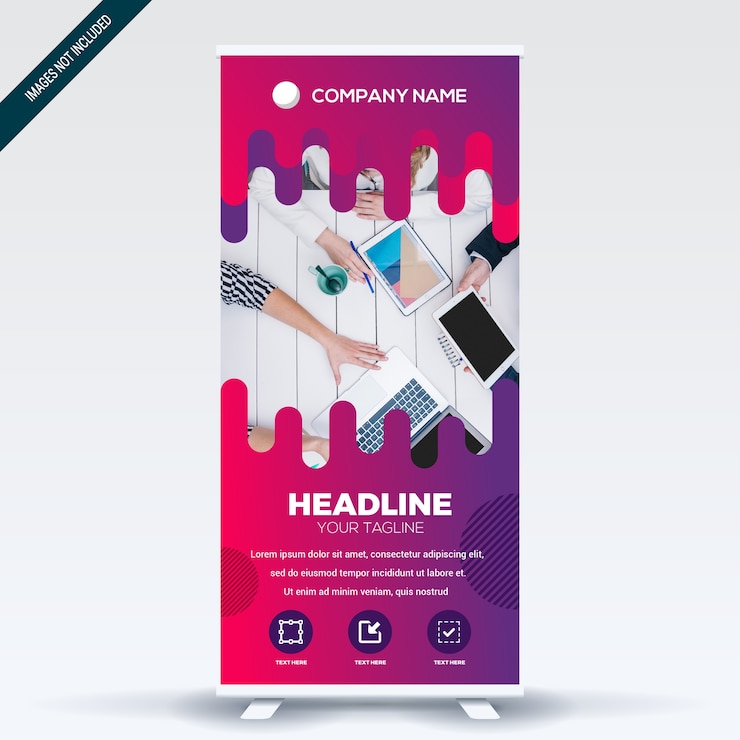 Vektör roll up banner with colorfull gradient