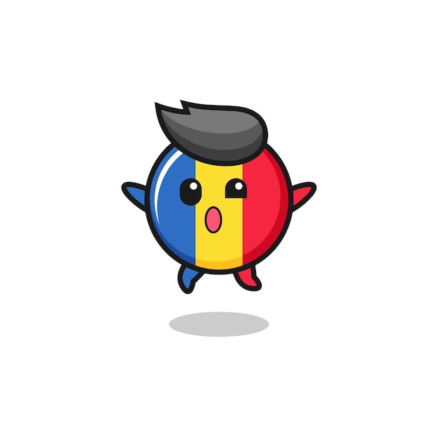 Romania flag character is jumping gesture cute design