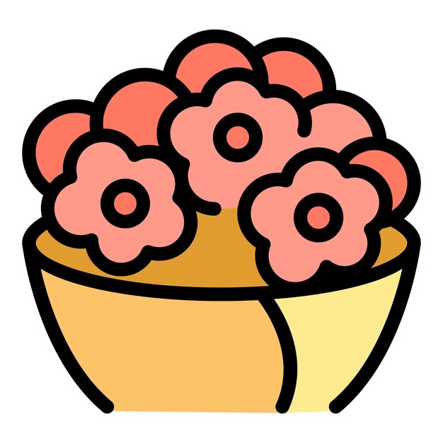 Romantic flower bouquet icon Outline Romantic flower bouquet vector icon for web design isolated on white background color flat