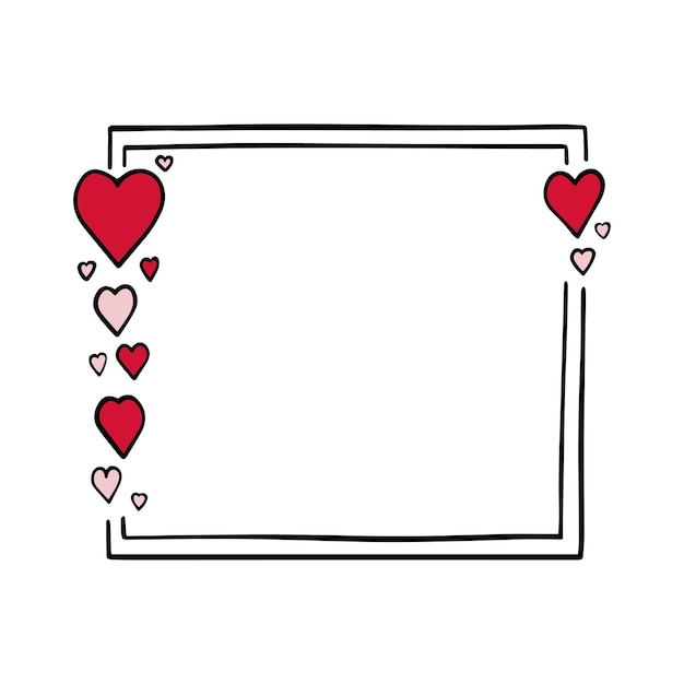 Romantic frames with Hearts Doodle sketch style
