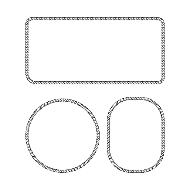 Rope boarder circle pattern frame vector illustration set
