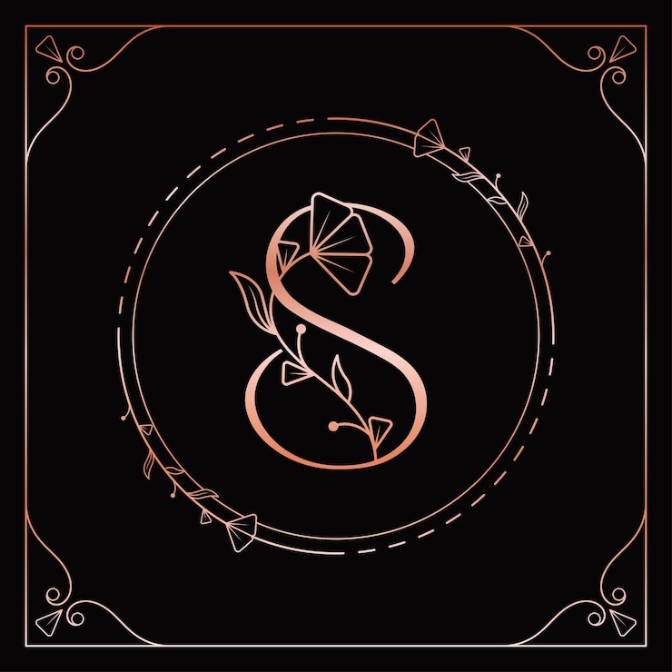 Vektör rose gold s letter floral elegant logo