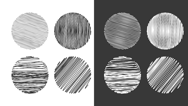 Rough texture circle designs in black and white