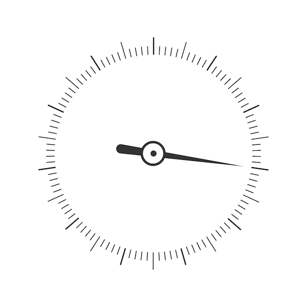 Round 360 degree measuring scale with arrow Simple template of barometer compass protractor