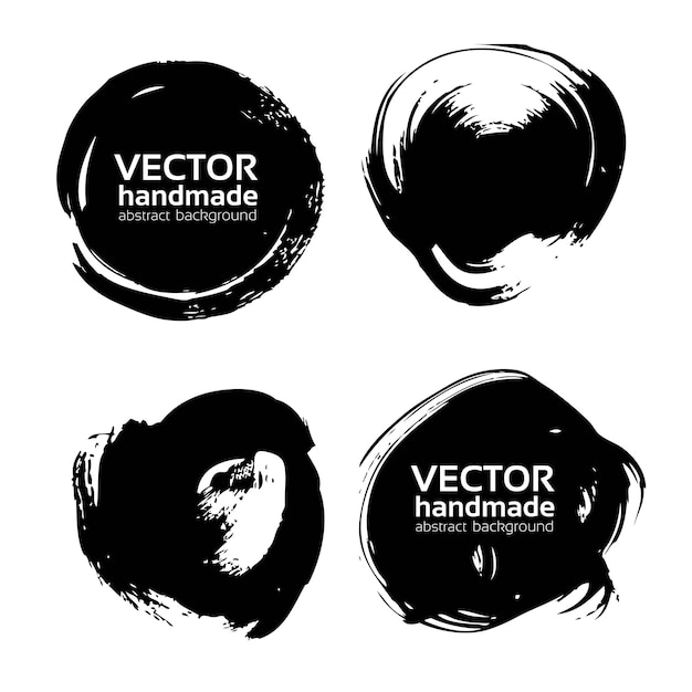 Round black abstract backgrounds smears vector objects isolated on a white background