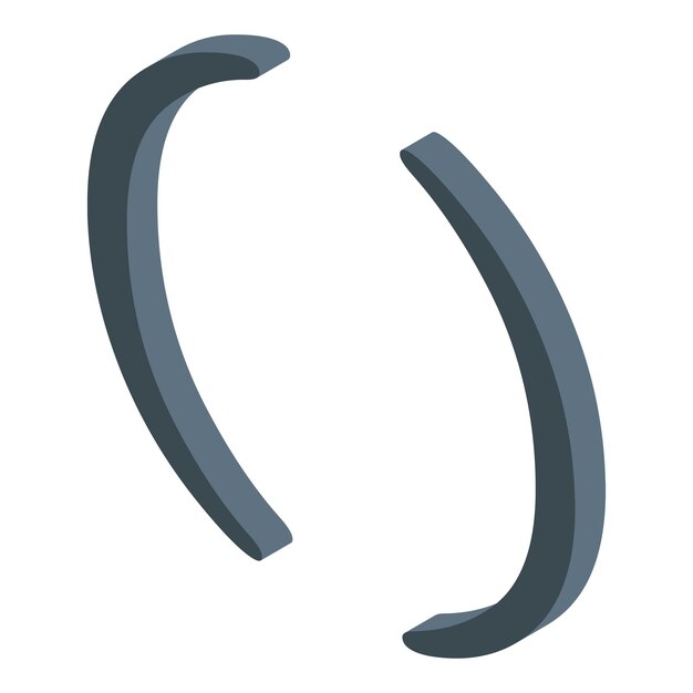 Round brackets forming parentheses symbol isometric icon