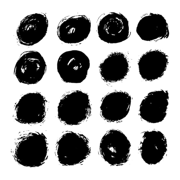 Round brush text boxes and grunge blotches Splatters design elements