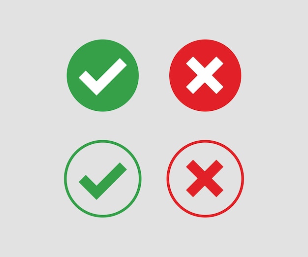 Round check and cross symbols vector Shapes design