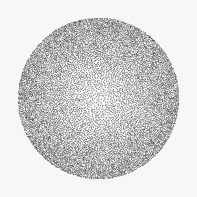 Round figure made of black dots isolated on a light background Image in the style of halftone stipl