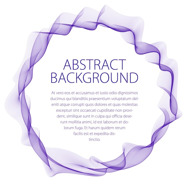 Round frame of flowing smoke. Vector abstract artistic beautiful background with copy space for text. Isolated over white background.